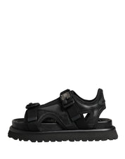 Dolce & Gabbana Black Leather Chunky Sandals