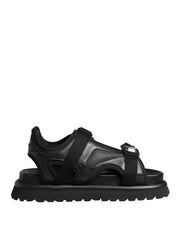 Dolce & Gabbana Black Leather Chunky Sandals