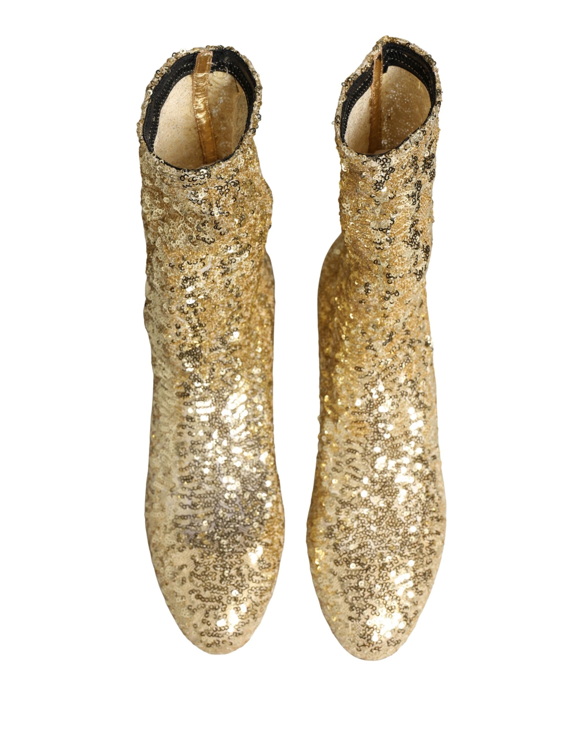 Dolce & Gabbana Gold Sequined Mid-Calf Boots