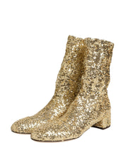 Dolce & Gabbana Gold Sequined Mid-Calf Boots