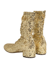 Dolce & Gabbana Gold Sequined Mid-Calf Boots