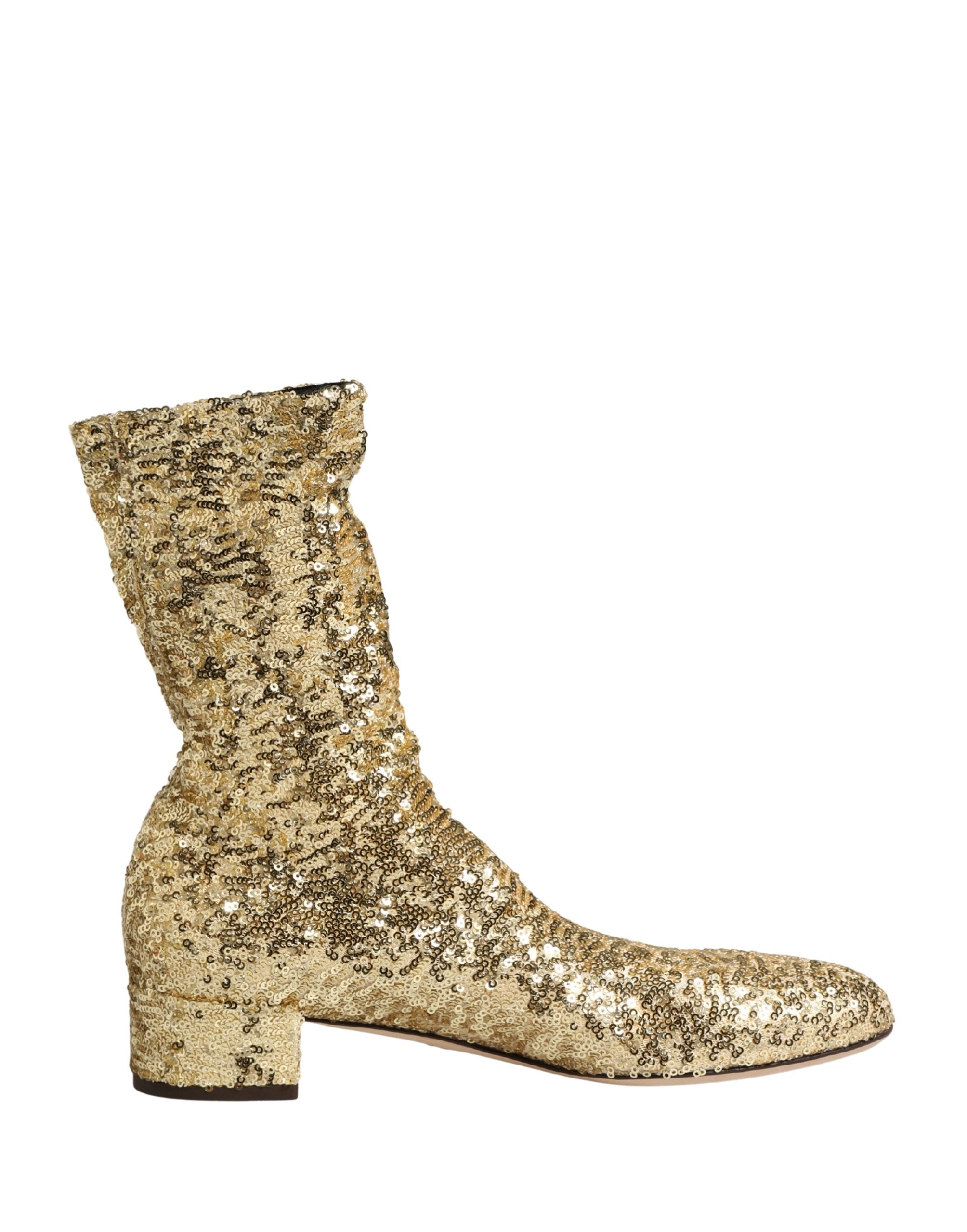 Dolce & Gabbana Gold Sequined Mid-Calf Boots