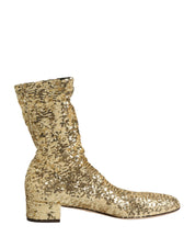 Dolce & Gabbana Gold Sequined Mid-Calf Boots