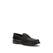 Prada Black Vintage-Effect Calf Leather Loafers