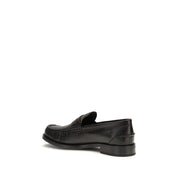 Prada Black Vintage-Effect Calf Leather Loafers