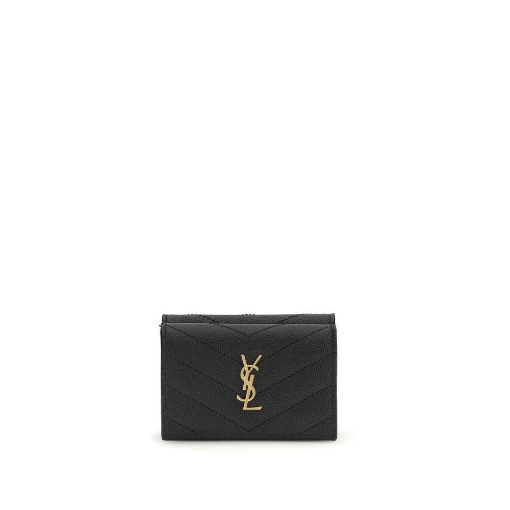 Saint Laurent Black Calf Leather Trifold Wallet
