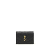 Saint Laurent Black Calf Leather Trifold Wallet