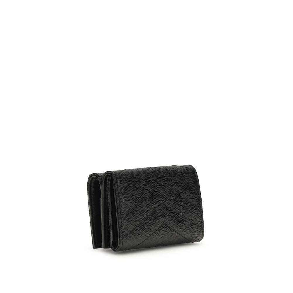 Saint Laurent Black Calf Leather Trifold Wallet