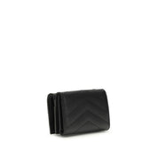 Saint Laurent Black Calf Leather Trifold Wallet