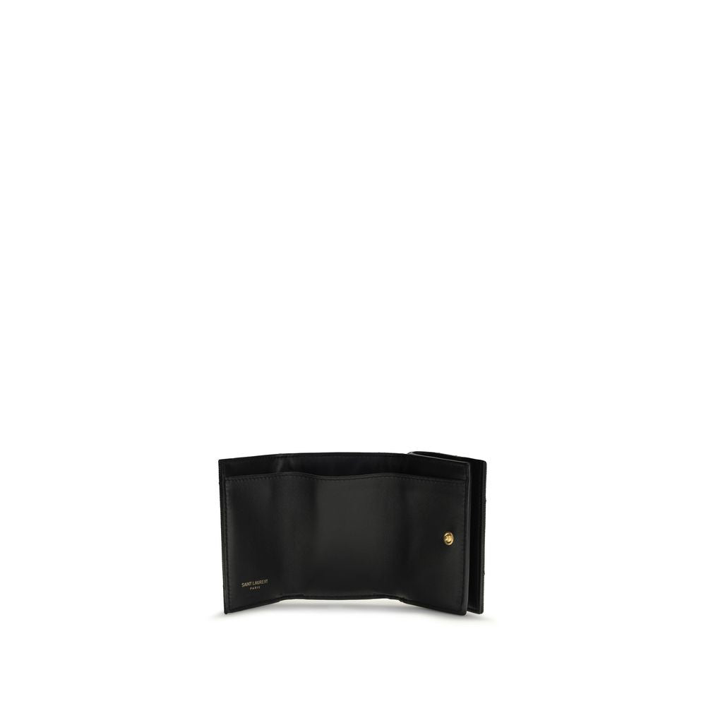 Saint Laurent Black Calf Leather Trifold Wallet