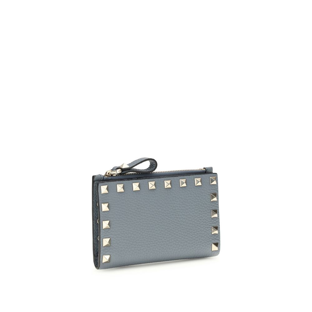 Valentino Garavani Blue Calf Leather Card Holder