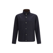 Herno Blue Stretch Wool Coat