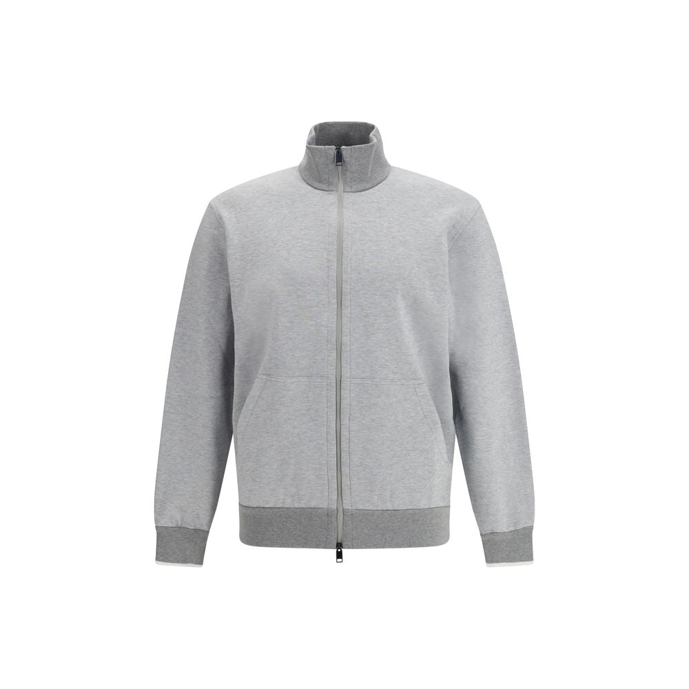 Brioni Gray Cotton Zip Sweatshirt