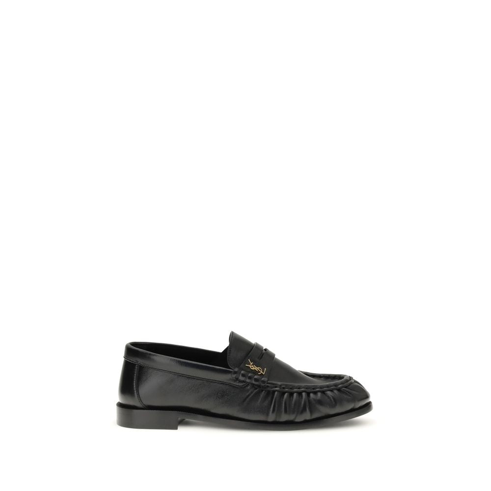 Saint Laurent Black Lamb Leather Slip-On Loafers