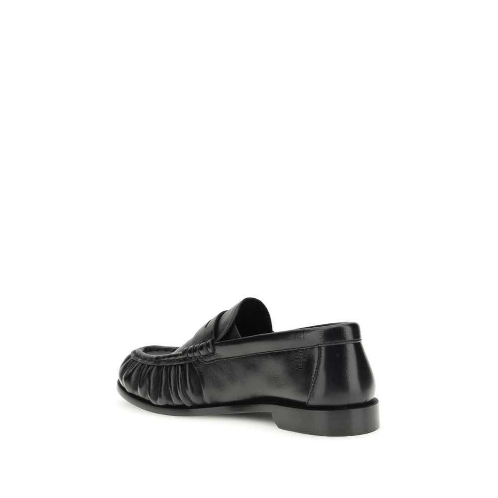 Saint Laurent Black Lamb Leather Slip-On Loafers