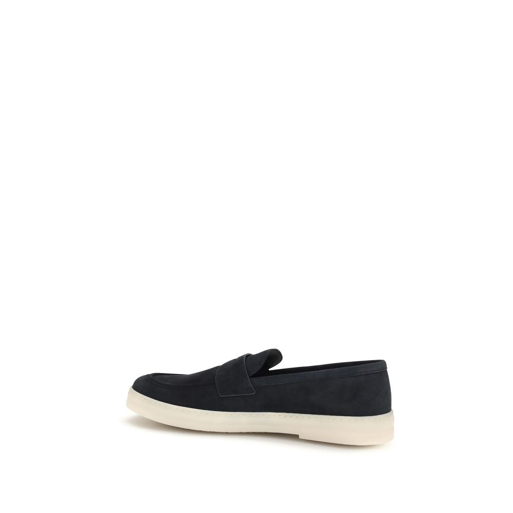 Prada Blue Calf Leather Slip-On Loafers
