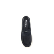 Prada Blue Calf Leather Slip-On Loafers