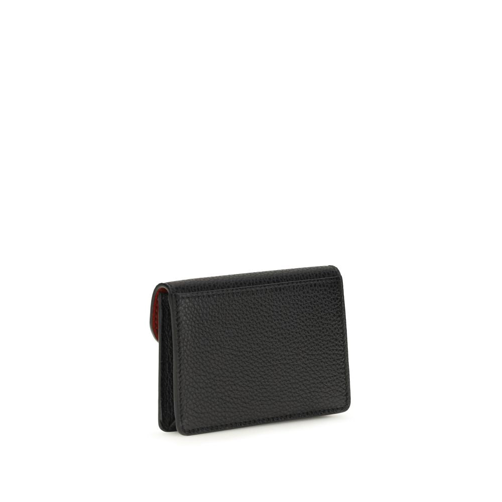 Ferragamo Black Calf Leather Gancini Keyring Wallet
