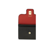 Ferragamo Black Calf Leather Gancini Keyring Wallet