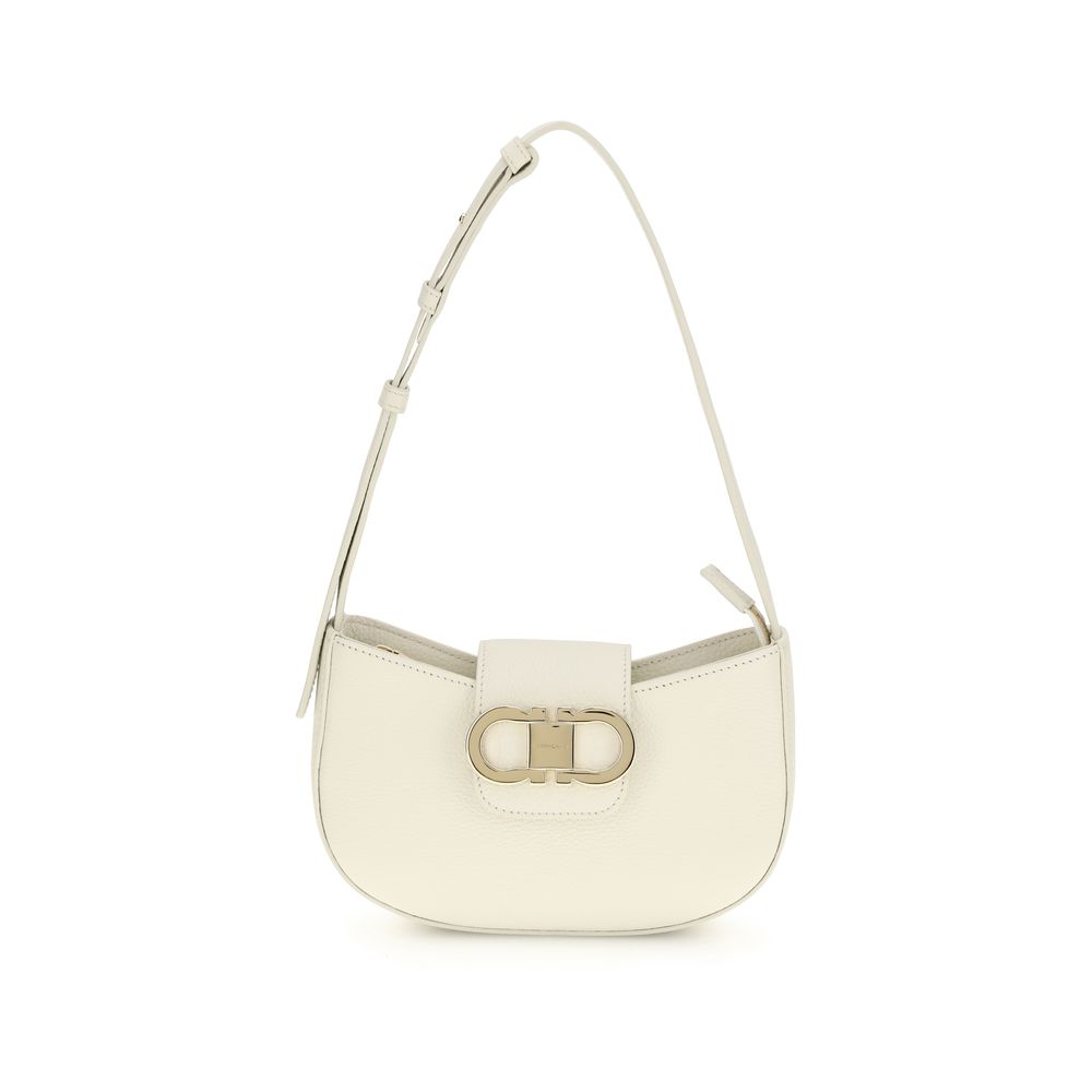 Ferragamo White Calf Leather Shoulder Bag