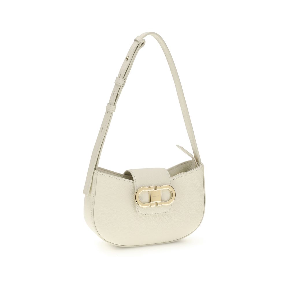 Ferragamo White Calf Leather Shoulder Bag