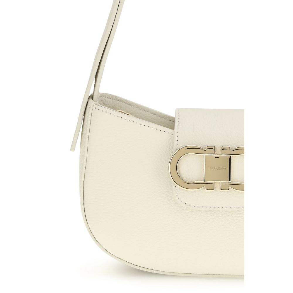 Ferragamo White Calf Leather Shoulder Bag