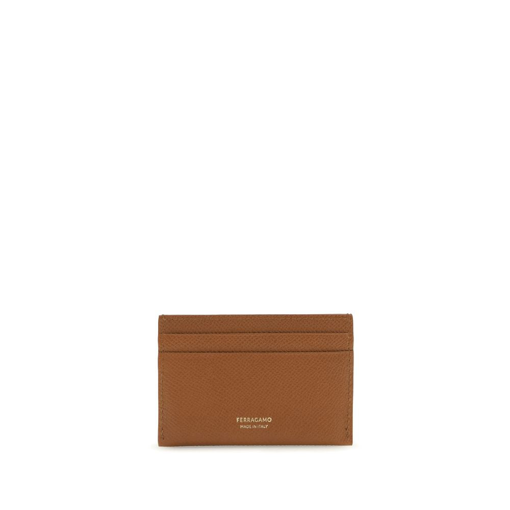 Ferragamo Brown Calf Leather Card Holder