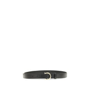 Ferragamo Black Calf Leather Gancini Belt