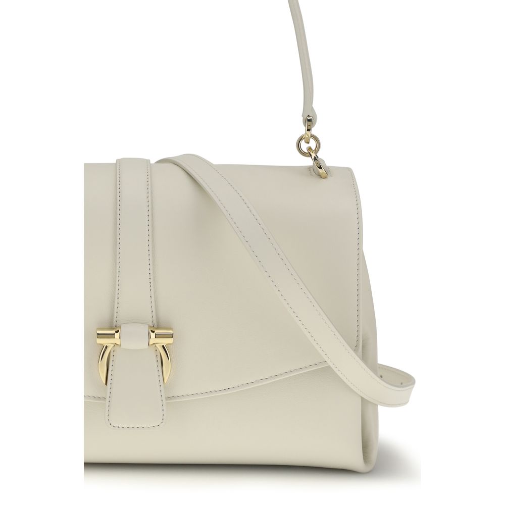 Ferragamo White Calf Leather Shoulder Bag