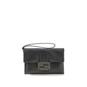 Fendi Black Nappa Leather Mamma Baguette Clutch Bag