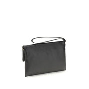 Fendi Black Nappa Leather Mamma Baguette Clutch Bag