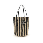 Valentino Garavani Black Raffia Bucket Bag