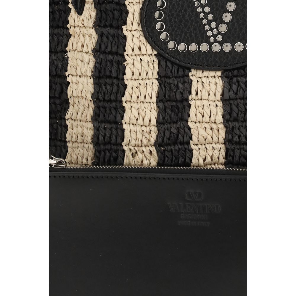 Valentino Garavani Black Raffia Bucket Bag