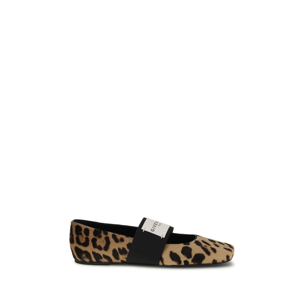 Givenchy Beige Leopard Print Calf Leather Ballet Flats
