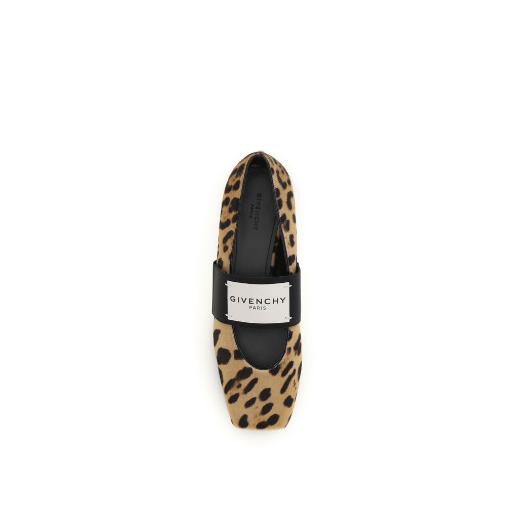 Givenchy Beige Leopard Print Calf Leather Ballet Flats