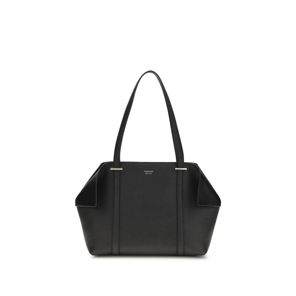 Ferragamo Black Calf Leather Shoulder Bag