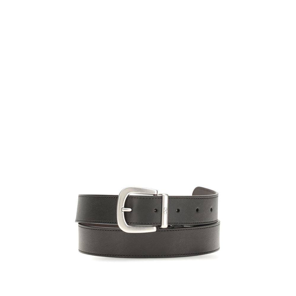 Valentino Garavani Black Calf Leather Regular Belt