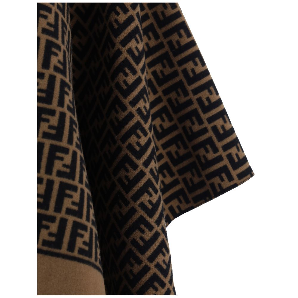 Fendi Brown Wool Poncho