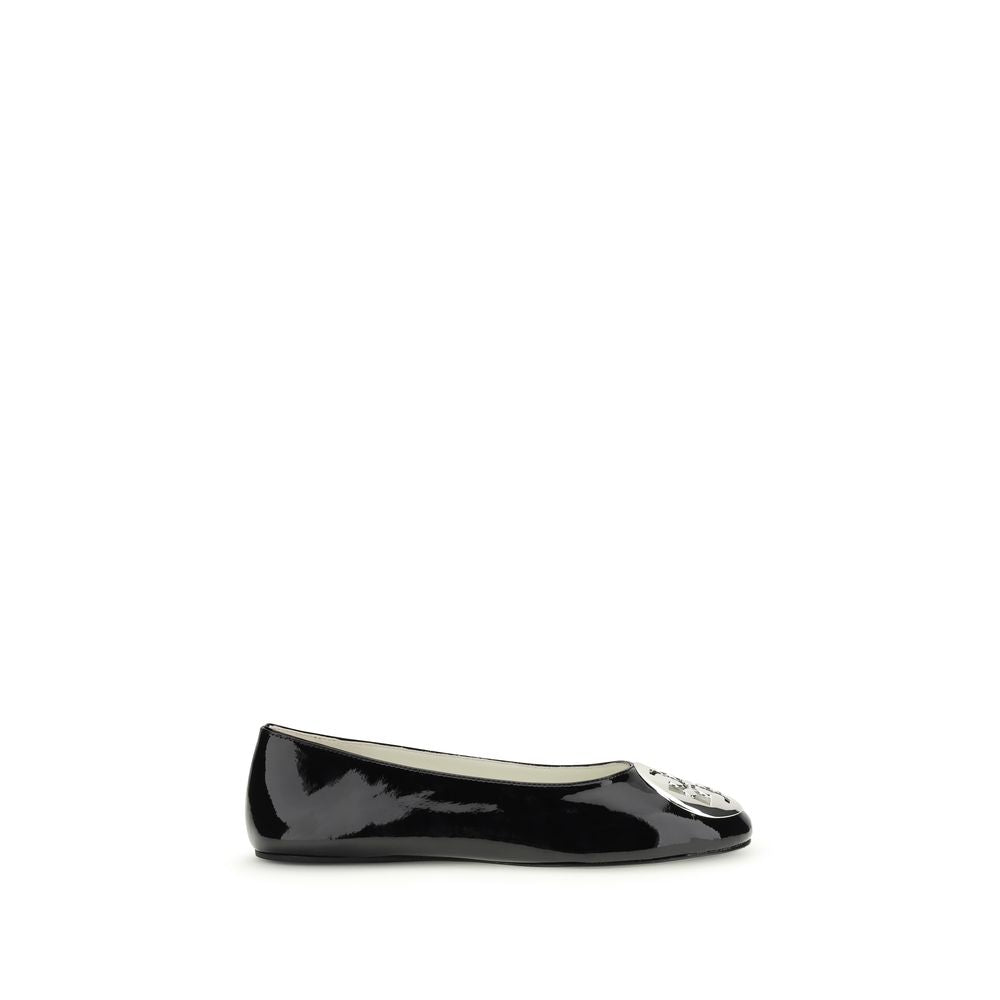 Tory Burch Black Calf Leather Ballet Flats