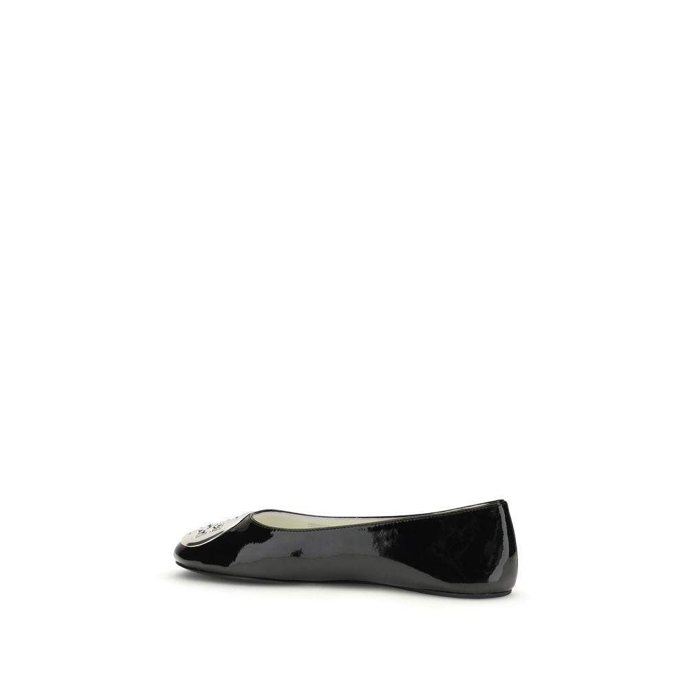 Tory Burch Black Calf Leather Ballet Flats
