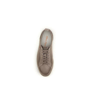 Santoni Beige Calf Leather Low Top Sneakers