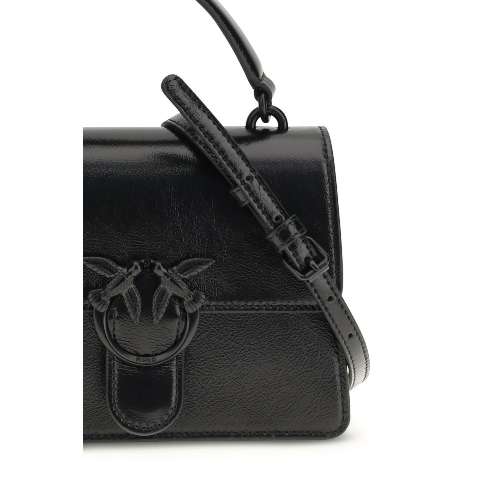 PINKO Black Calf Leather Shoulder Bag