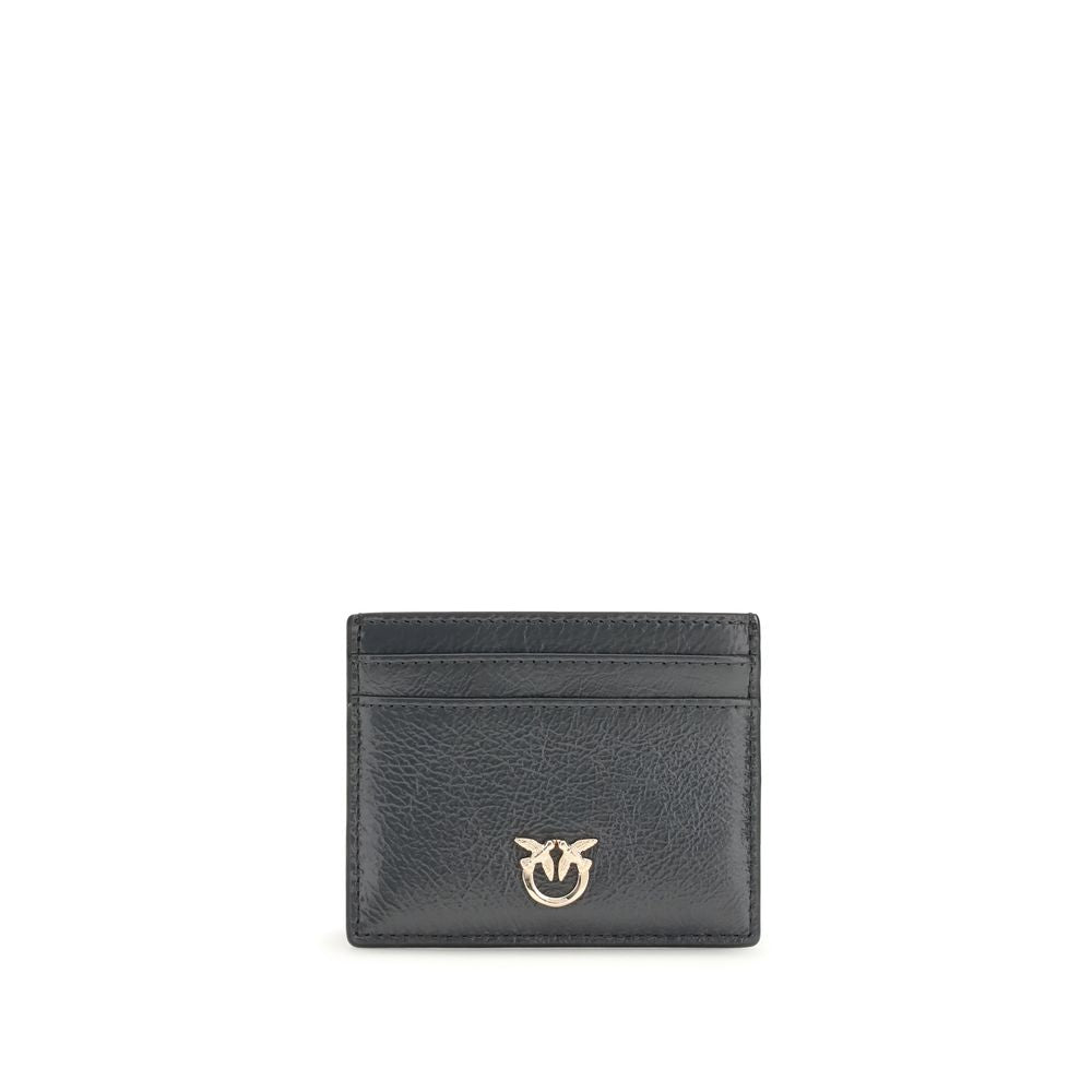 PINKO Gray Calf Leather Card Holder