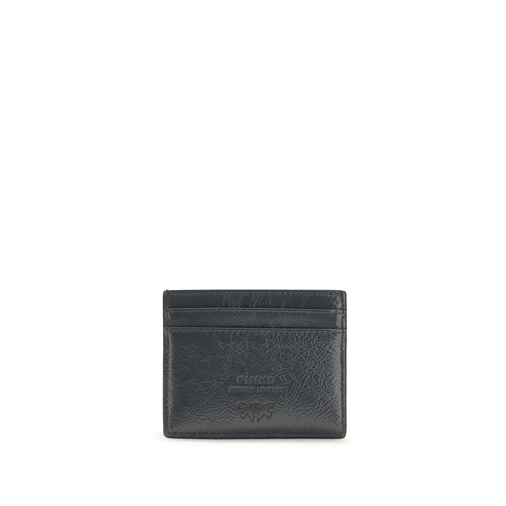 PINKO Gray Calf Leather Card Holder