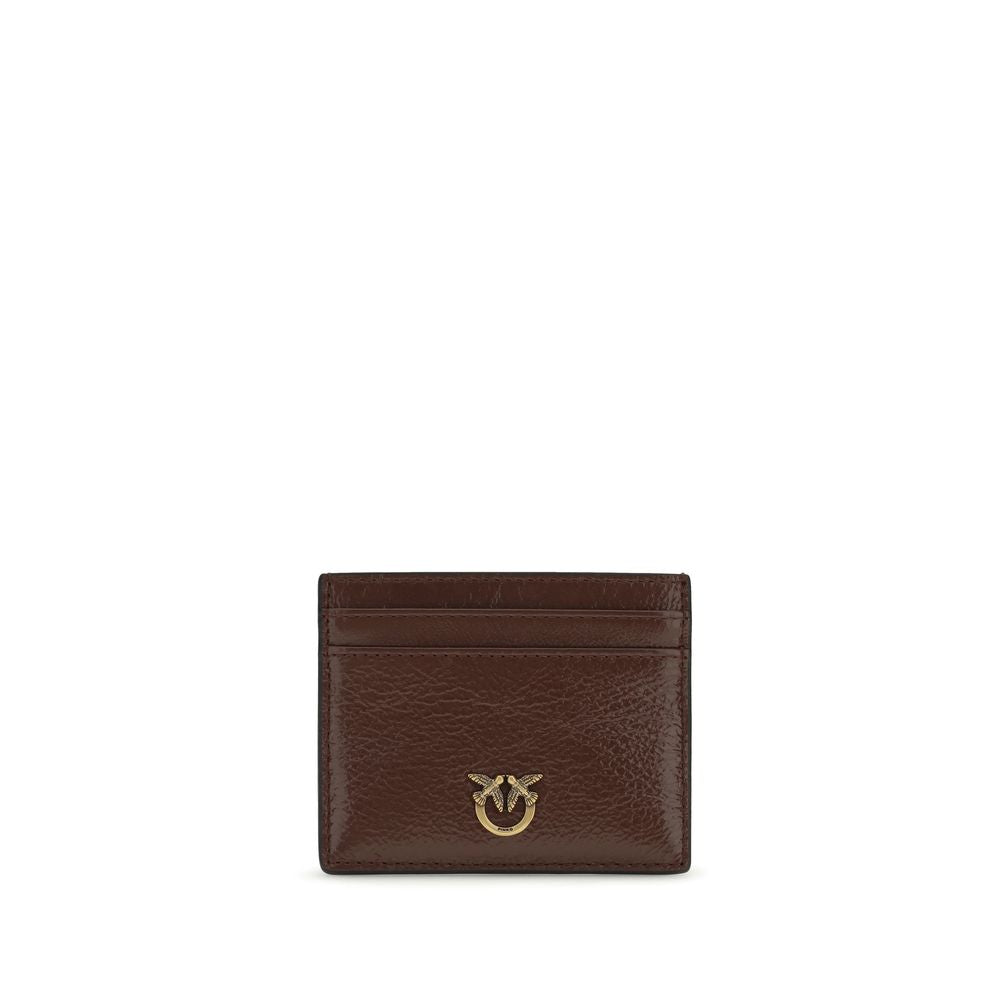 PINKO Bordeaux Calf Leather Card Holder
