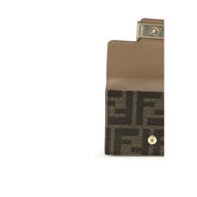 Fendi Brown Fabric Leather Trifold Wallet