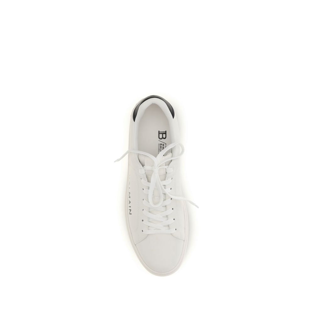 Balmain White Calf Leather Low Top Sneakers