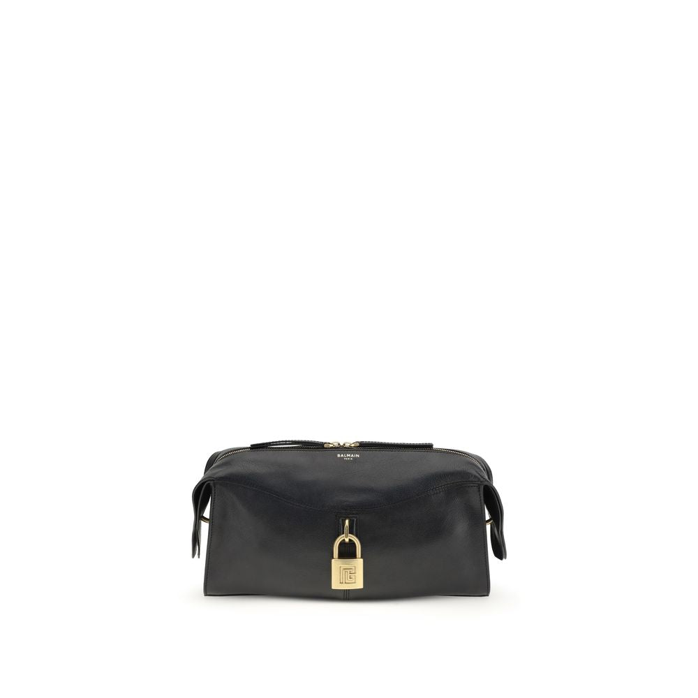 Balmain Black Calf Leather Shoulder Bag