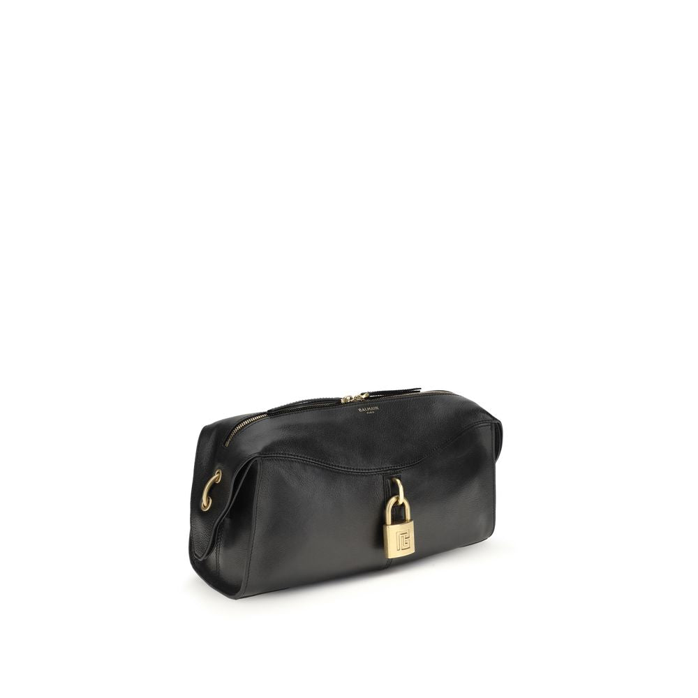 Balmain Black Calf Leather Shoulder Bag