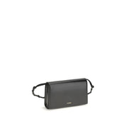 Jil Sander Black Calf Leather Wallet with Shoulder Strap